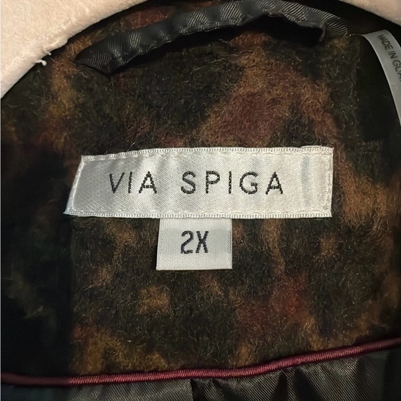 Via Spiga 2X Wine Leopard winter coat plus - Picture 5 of 9